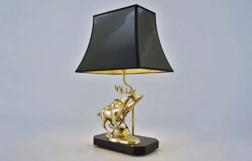 Brass deer table lamp, doe & deer sculpture by Regina, 1970`s ca, Italian